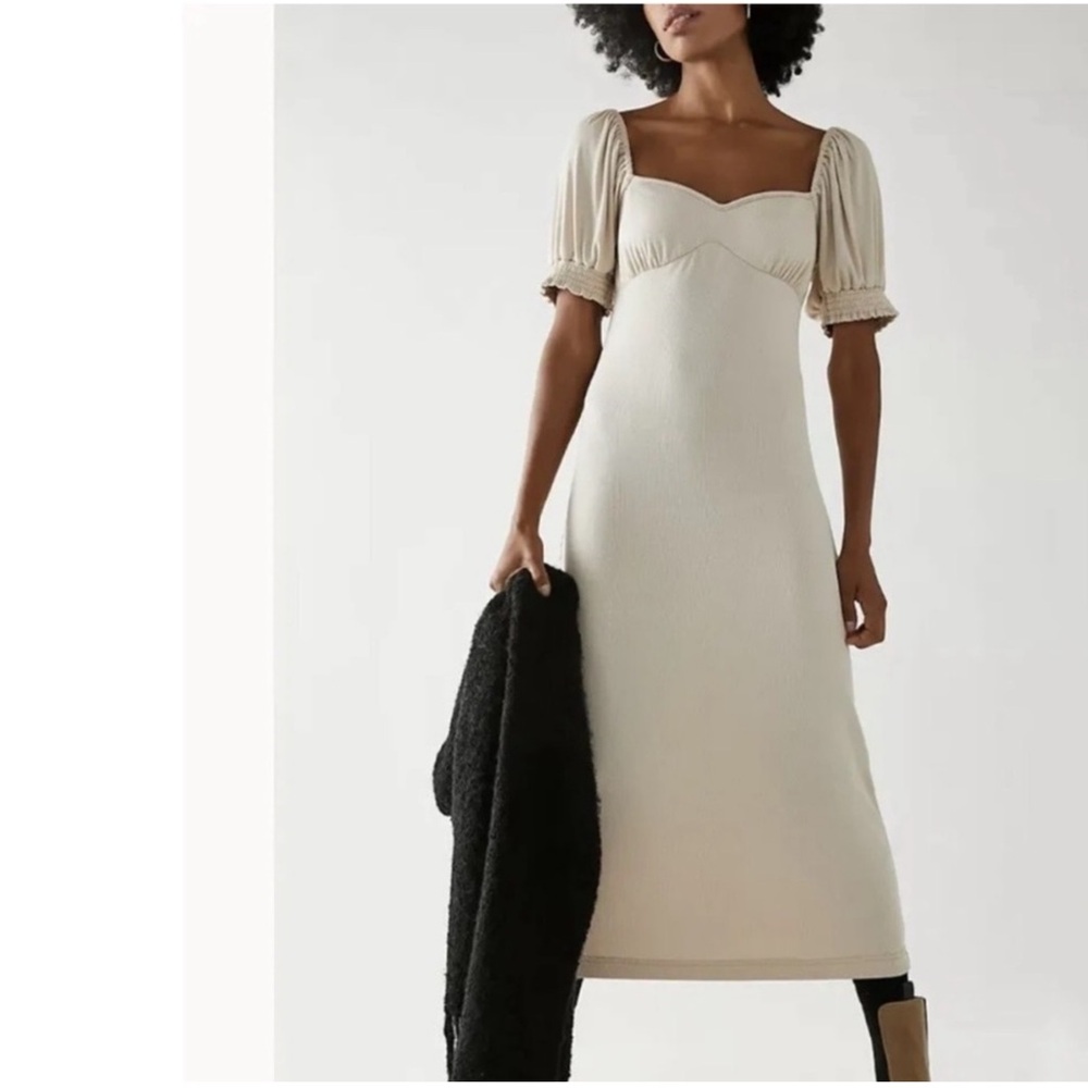 Free People FP Beach Ribbed Cream Maxi Dress Coastal Cowgirl - M